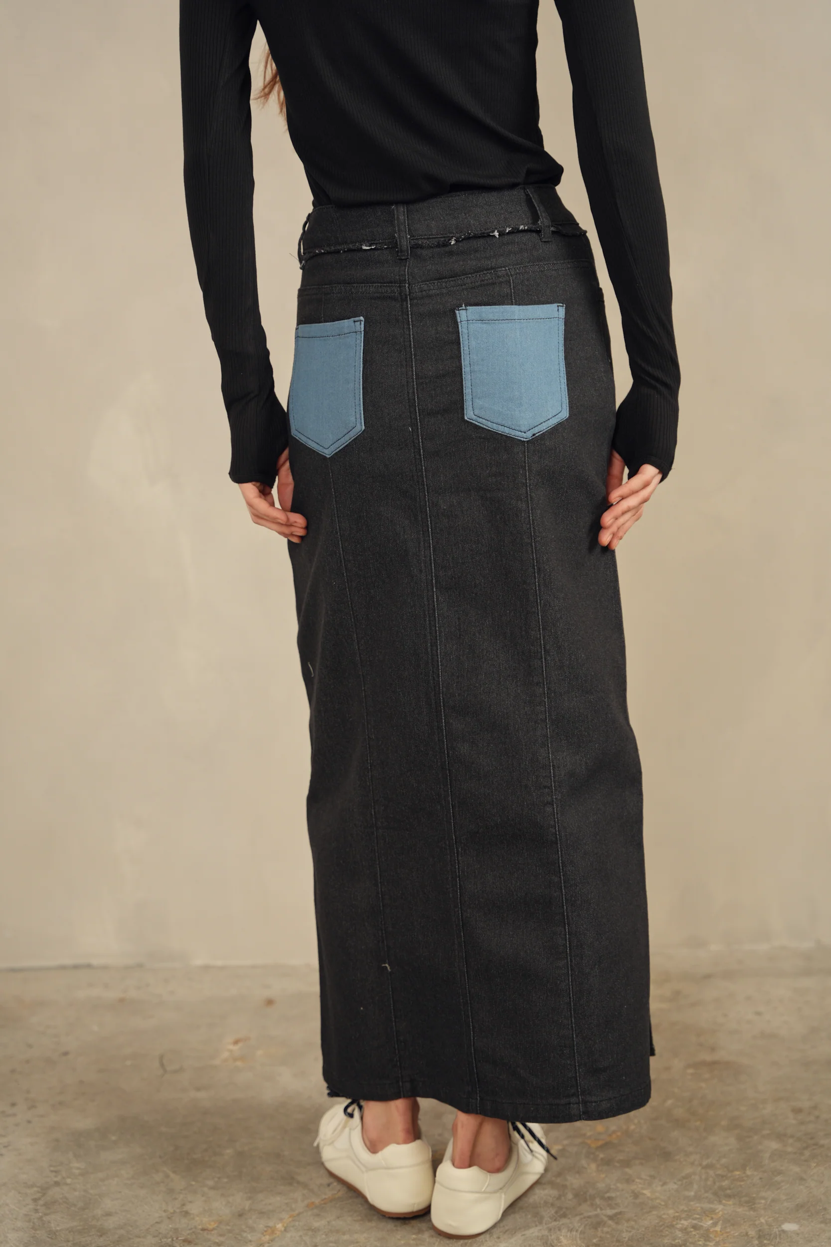Color Block Denim Skirt - Image 19