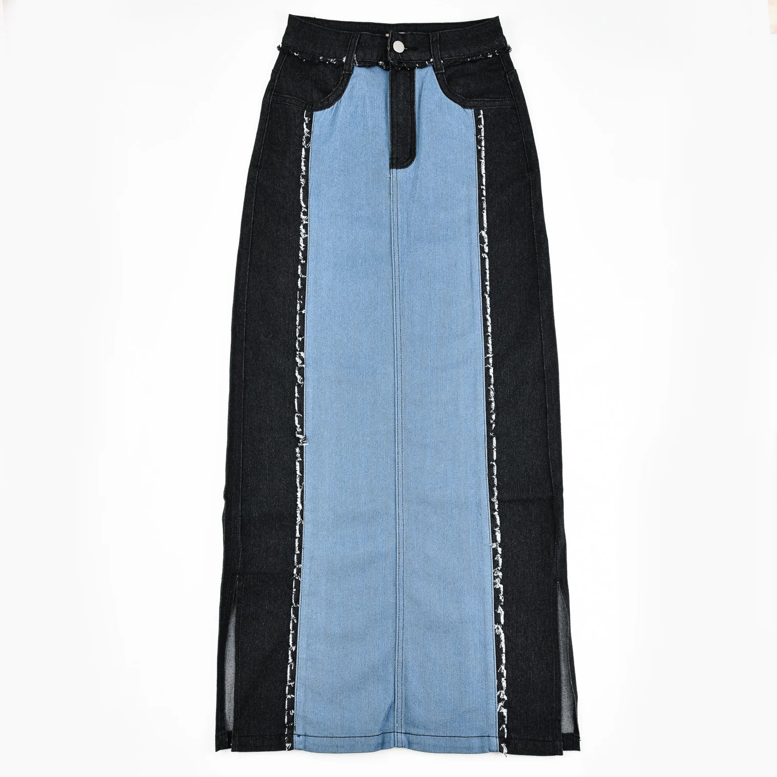 Color Block Denim Skirt - Image 20
