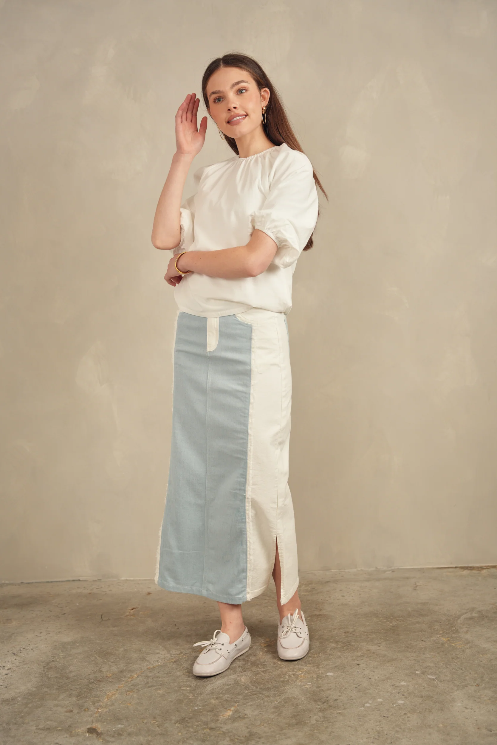 Color Block Denim Skirt - Image 3