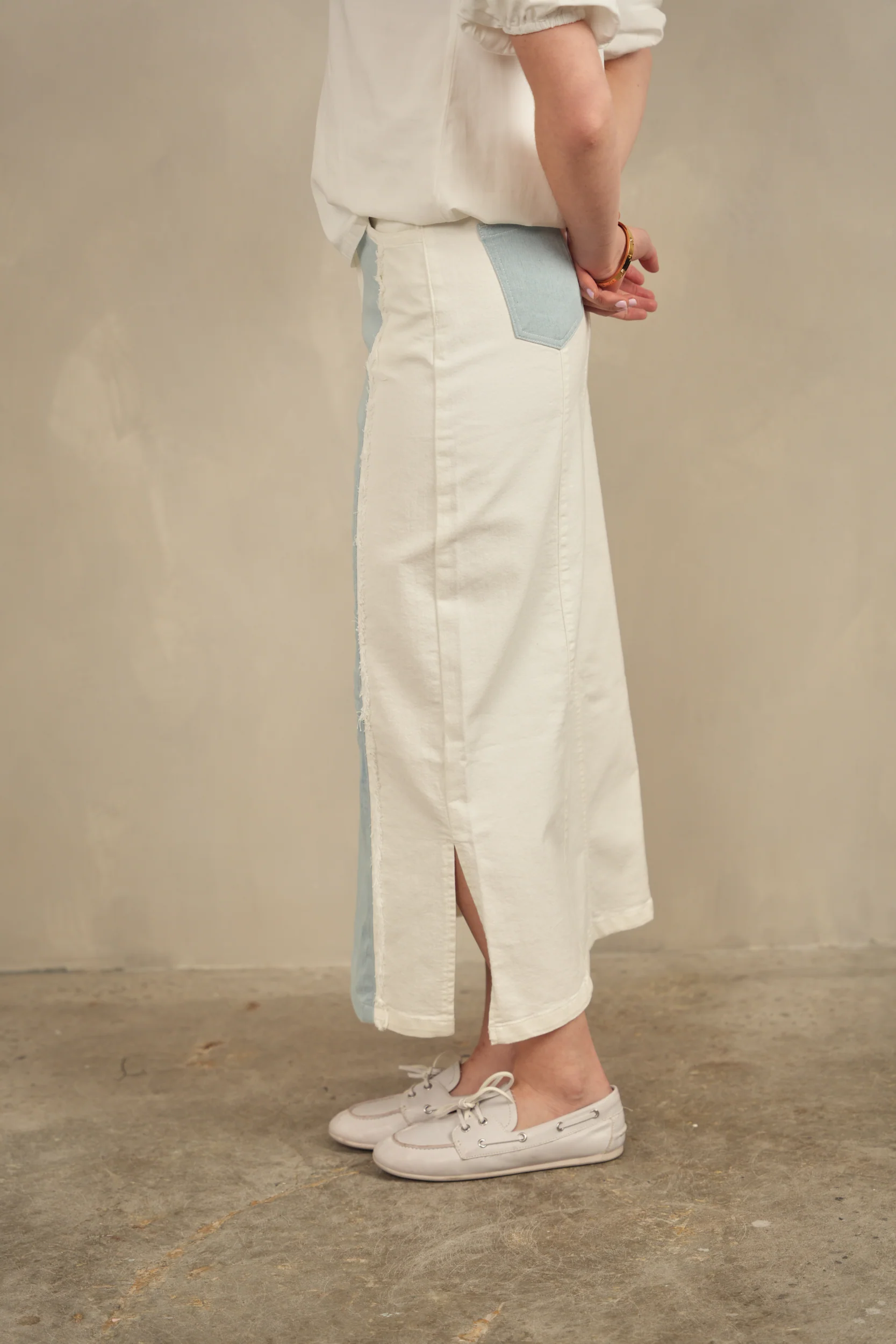 Color Block Denim Skirt - Image 4