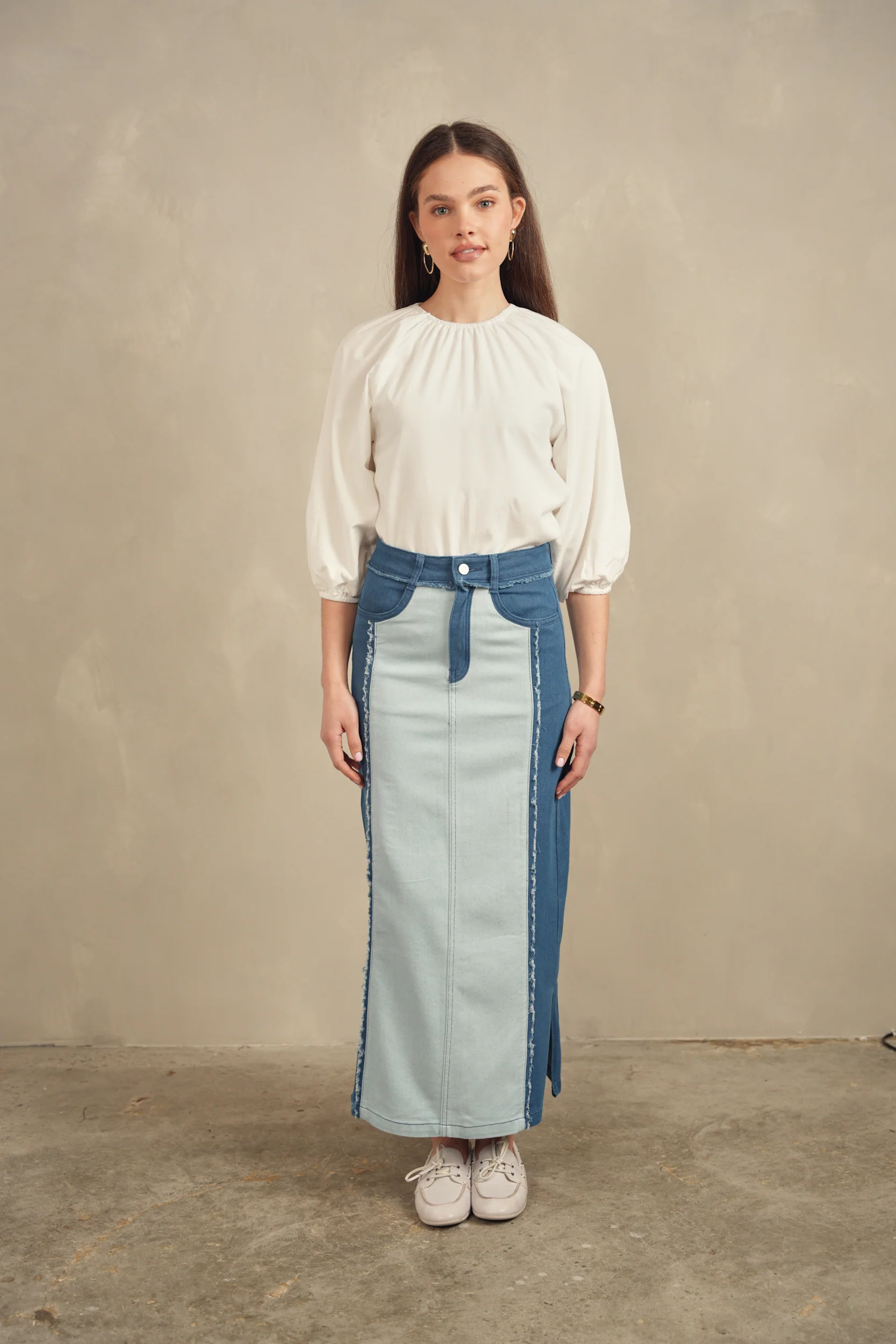 Color Block Denim Skirt - Image 6