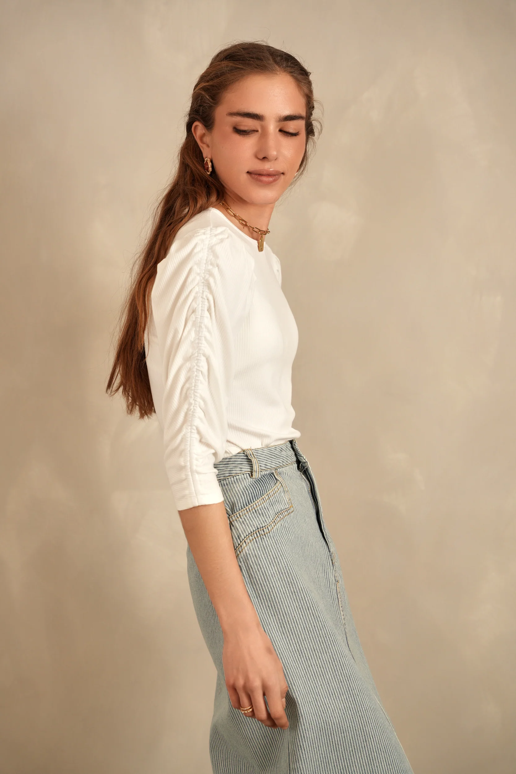 Textured Slit Skirt - Image 7