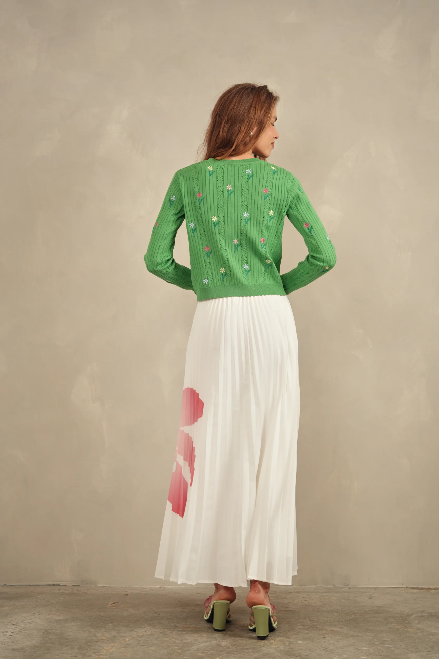 Pleated Maxi Floral Skirt - Image 3