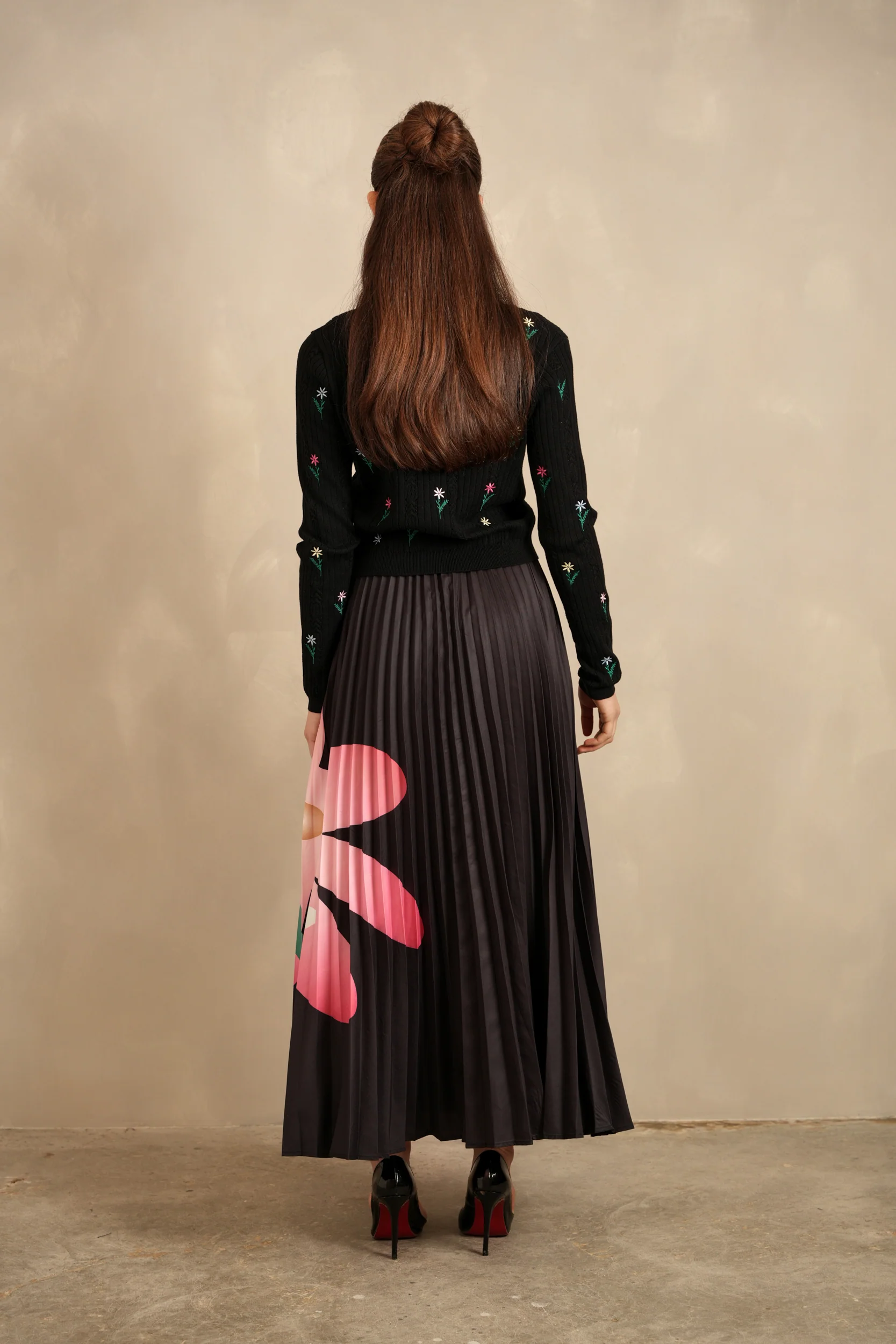 Pleated Maxi Floral Skirt - Image 5