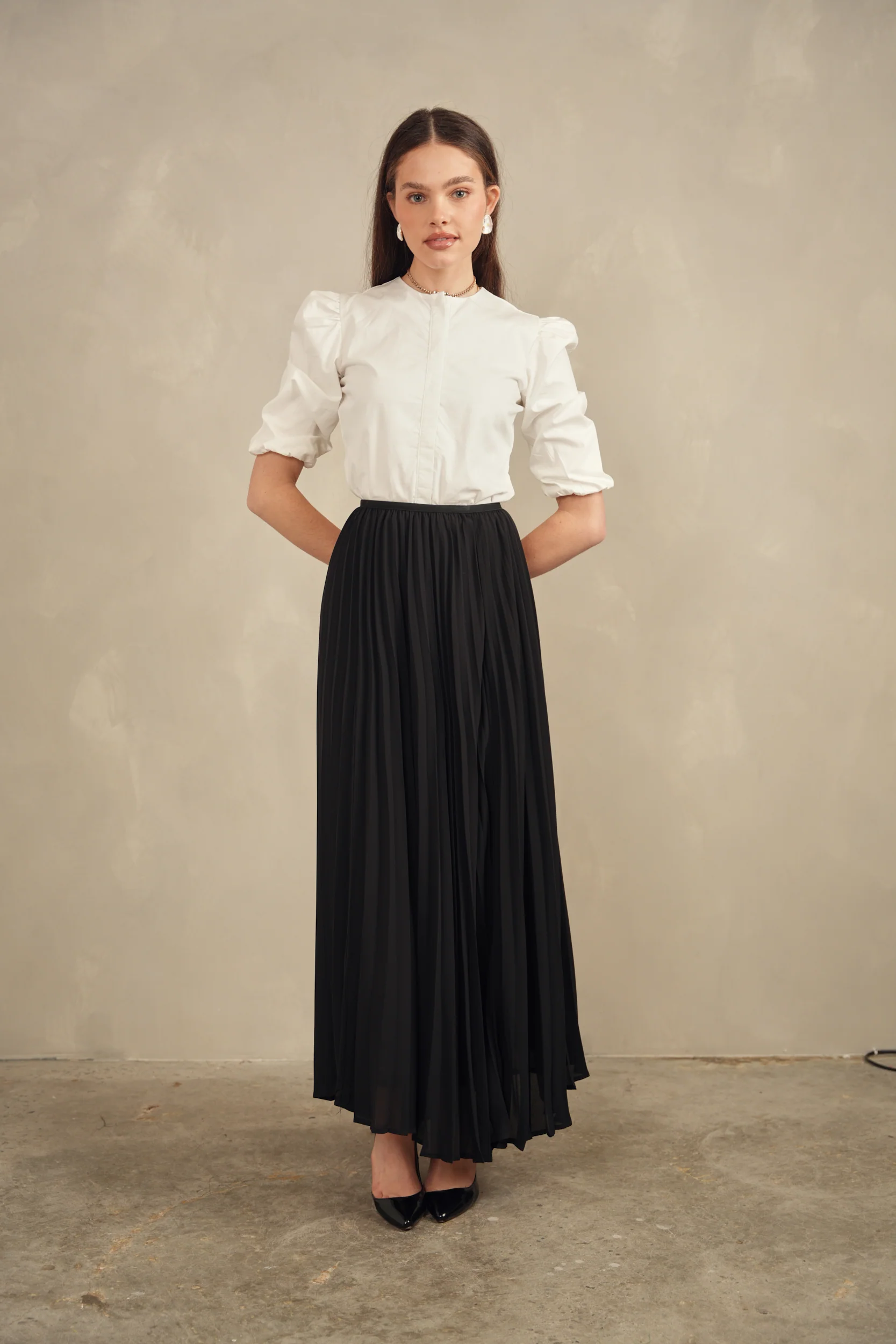 Chiffon Pleated Maxi Skirt - Image 2