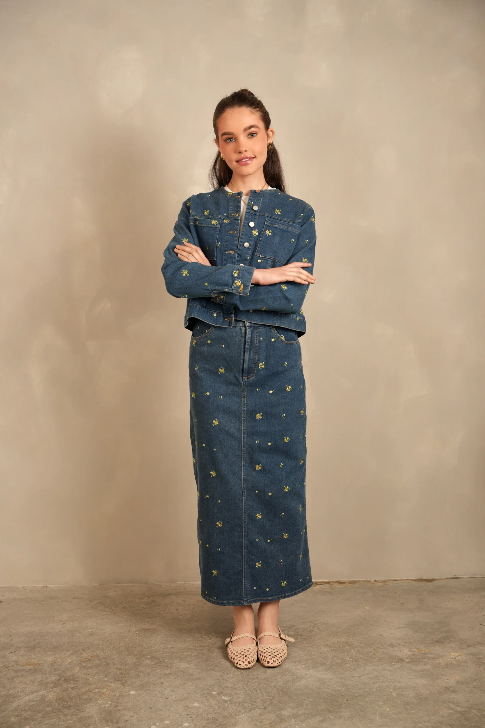 Embroidery Denim Skirt - Image 3