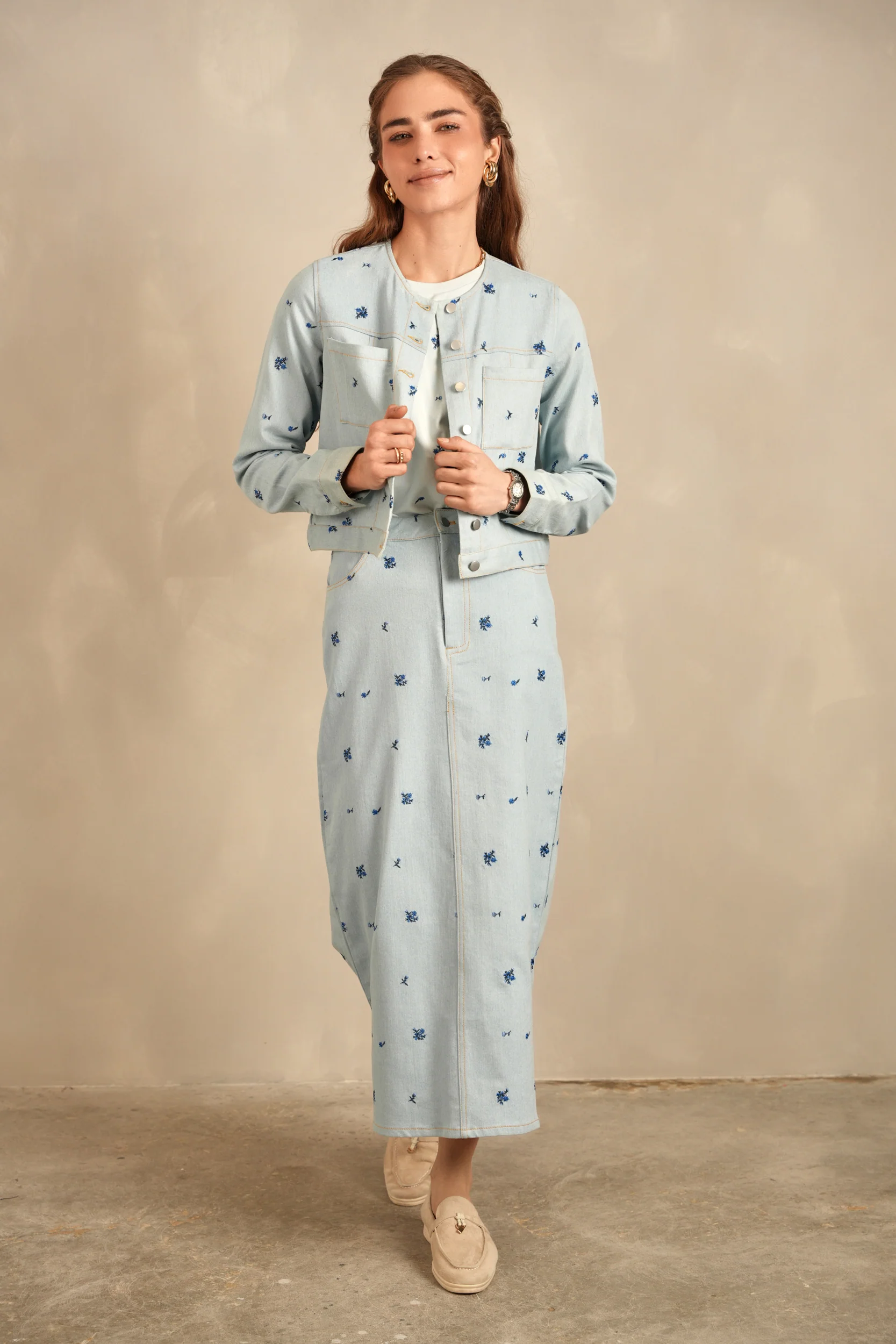 Embroidery Denim Skirt - Image 6