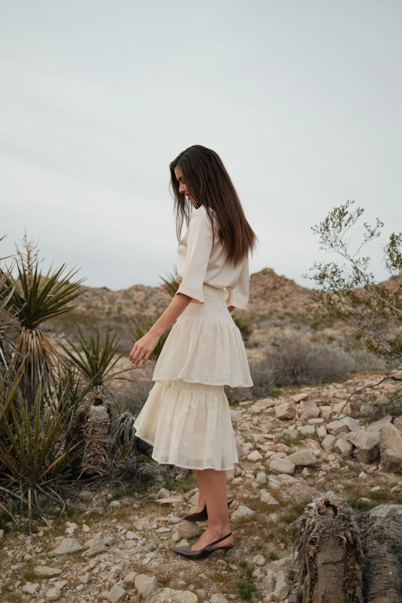 Ivory Eyelet Layered Skirt - Image 4
