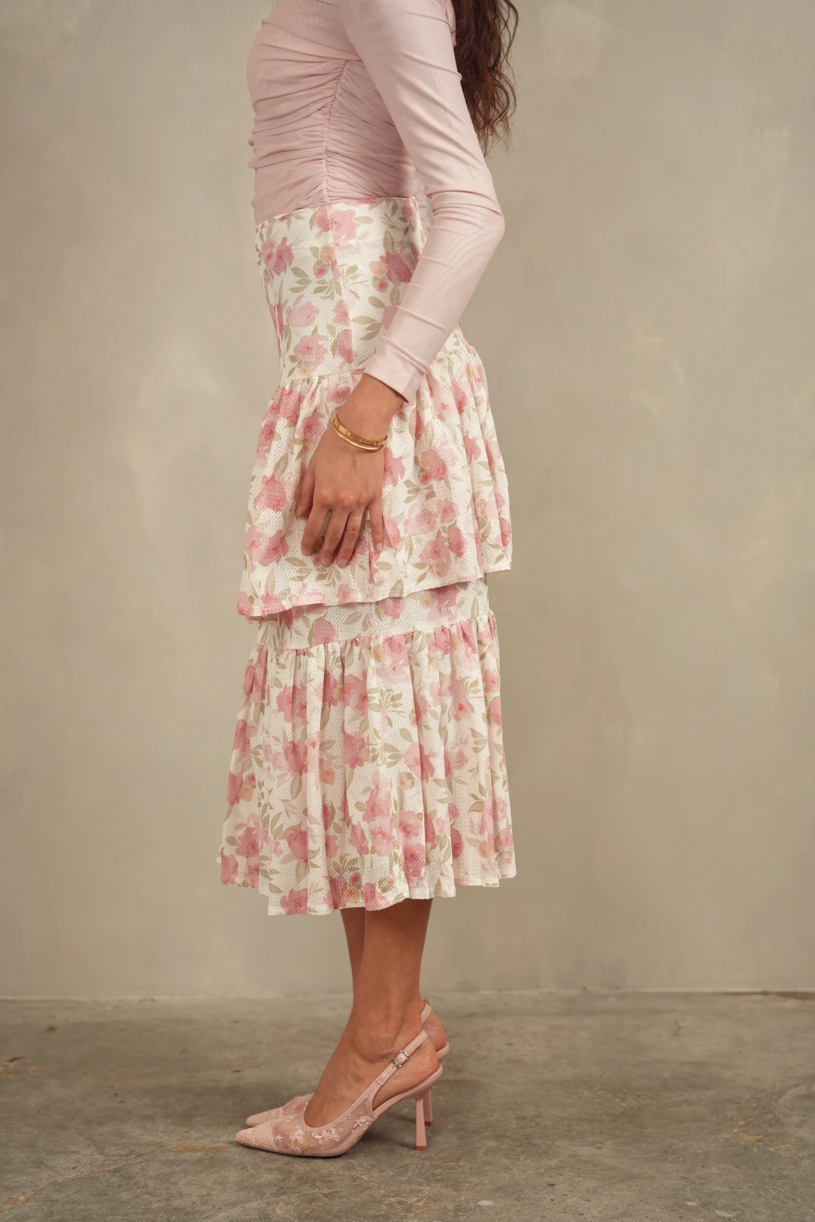 Floral Eyelet Layered Skirt - Image 7