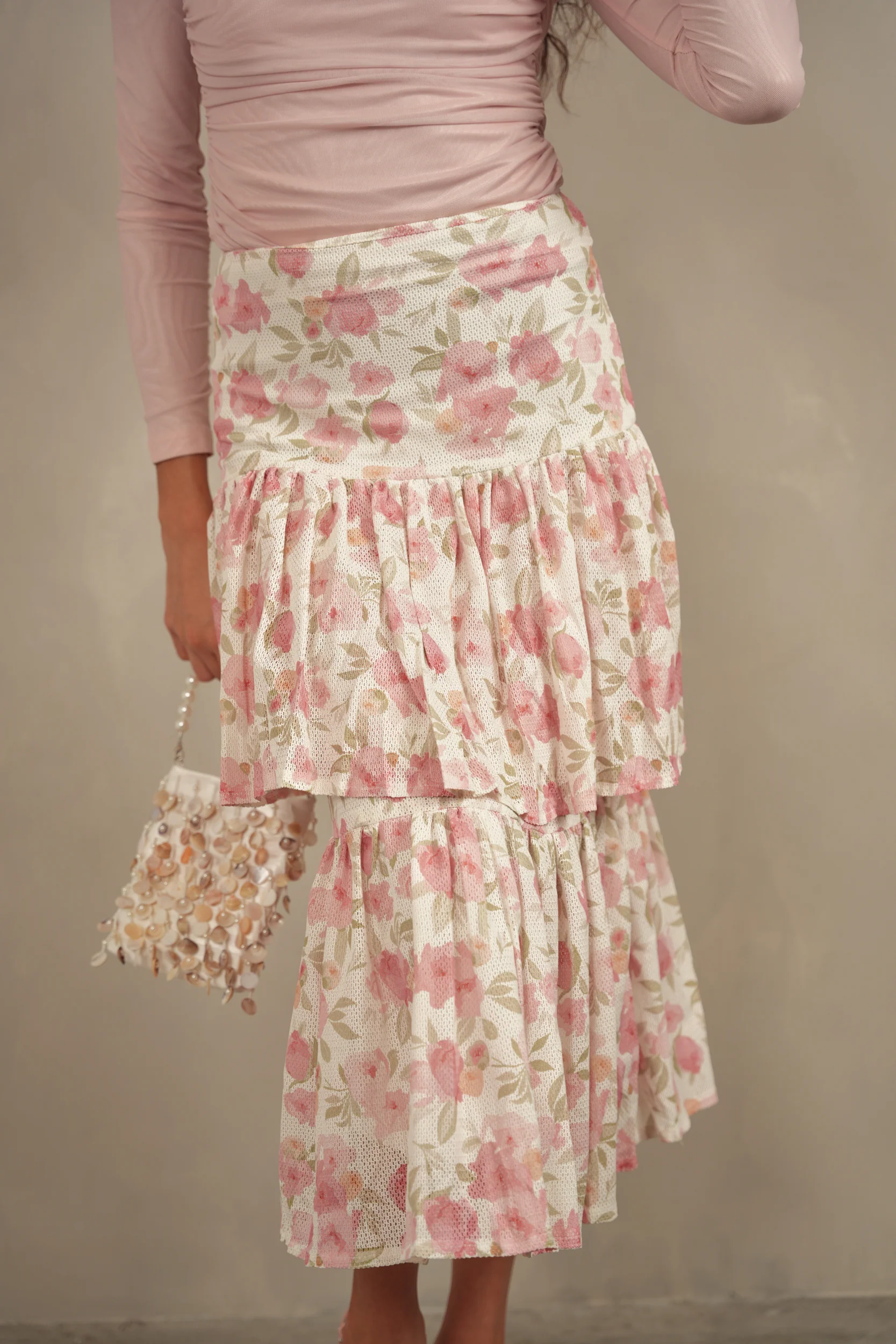 Floral Eyelet Layered Skirt - Image 9